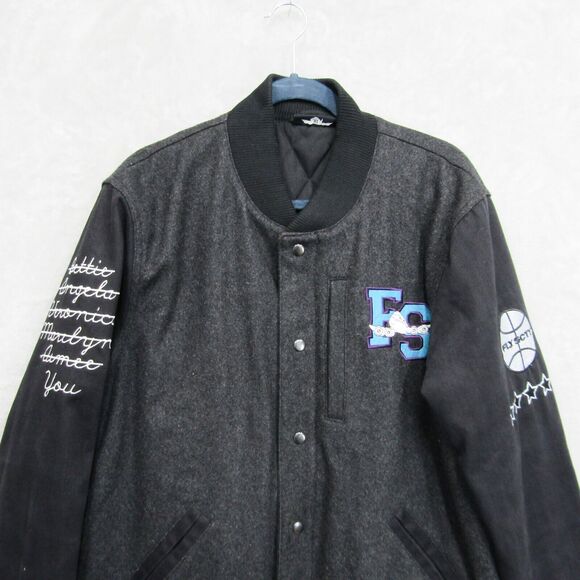 Fly Society Jacket Mens XL Letterman Embroidered Aviator Wool Blend Button Up - Picture 3 of 13